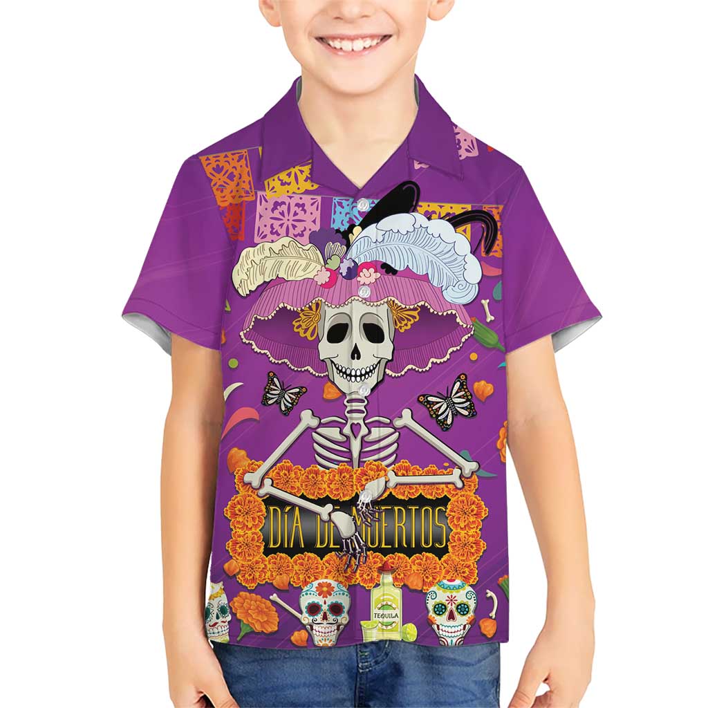 Dia De Muertos Mexico Kid Hawaiian Shirt La Calavera Catrina - Wonder Print Shop