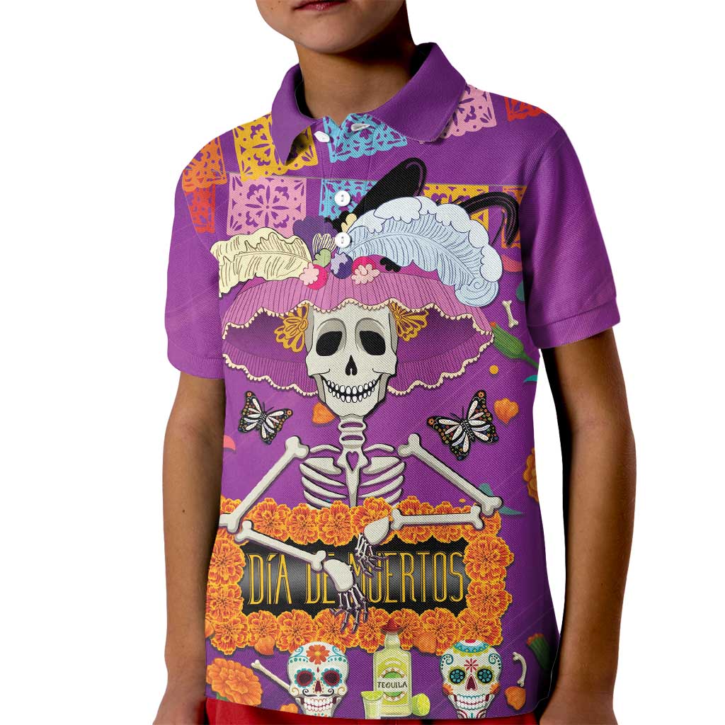 Dia De Muertos Mexico Kid Polo Shirt La Calavera Catrina - Wonder Print Shop
