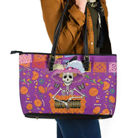 Dia De Muertos Mexico Leather Tote Bag La Calavera Catrina - Wonder Print Shop