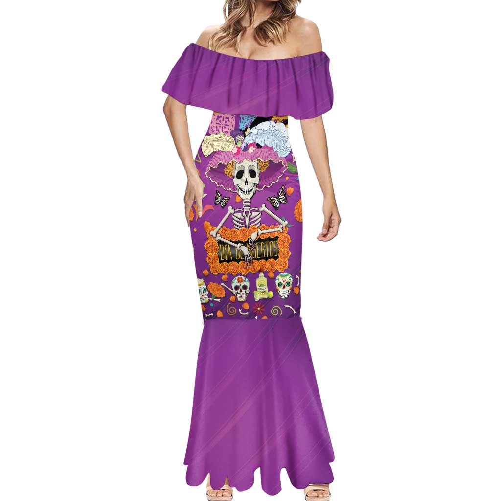 Dia De Muertos Mexico Mermaid Dress La Calavera Catrina - Wonder Print Shop