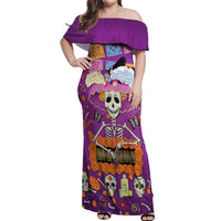 Dia De Muertos Mexico Off Shoulder Maxi Dress La Calavera Catrina - Wonder Print Shop