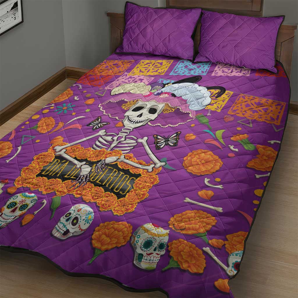 Dia De Muertos Mexico Quilt Bed Set La Calavera Catrina - Wonder Print Shop