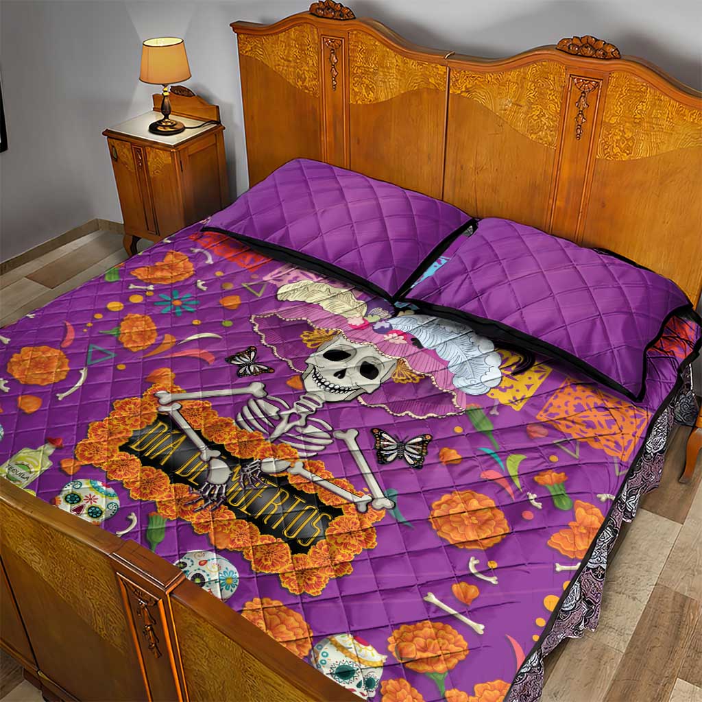 Dia De Muertos Mexico Quilt Bed Set La Calavera Catrina - Wonder Print Shop