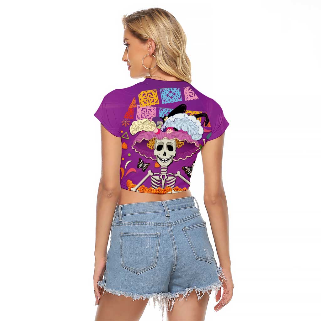 Dia De Muertos Mexico Raglan Cropped T Shirt La Calavera Catrina - Wonder Print Shop