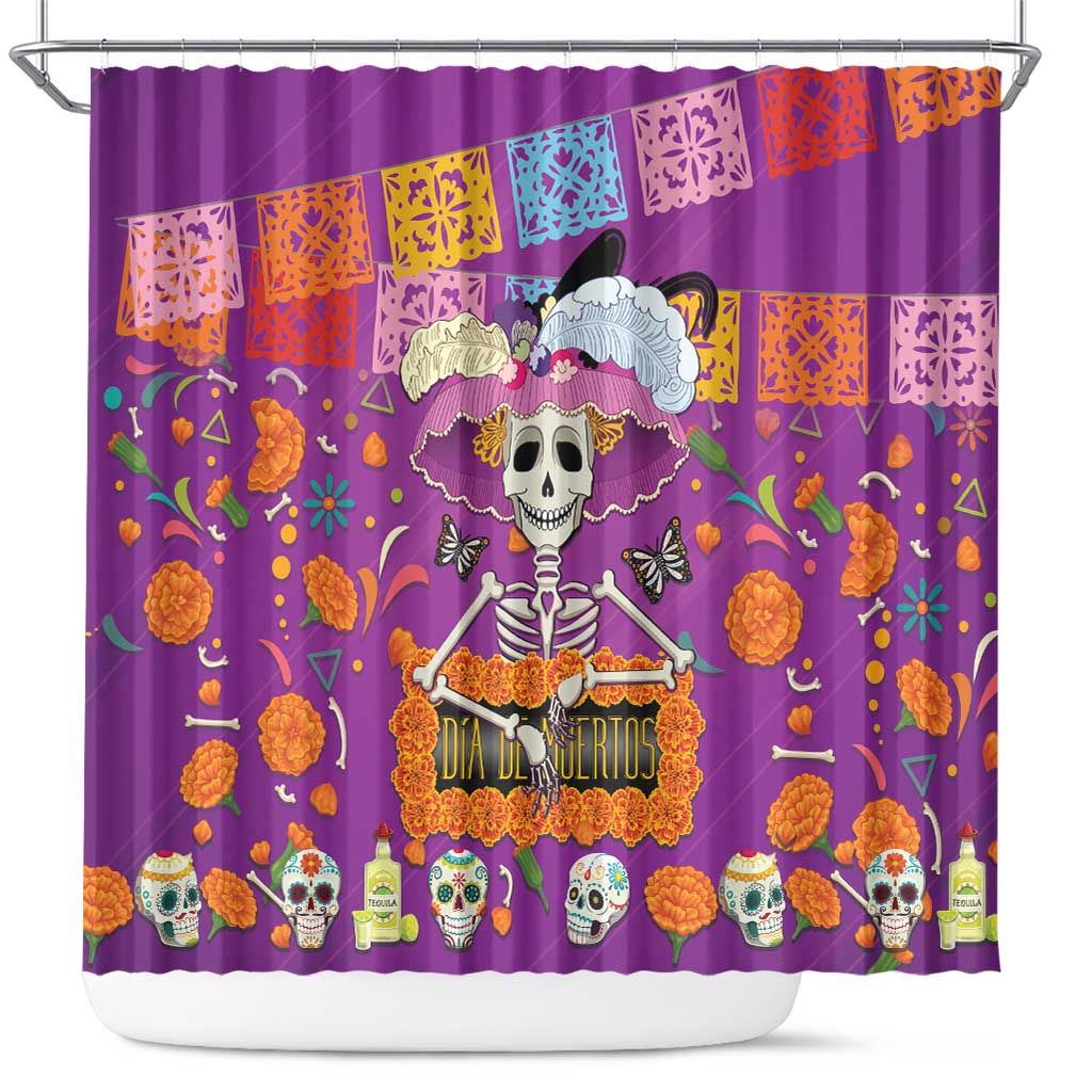 Dia De Muertos Mexico Shower Curtain La Calavera Catrina - Wonder Print Shop