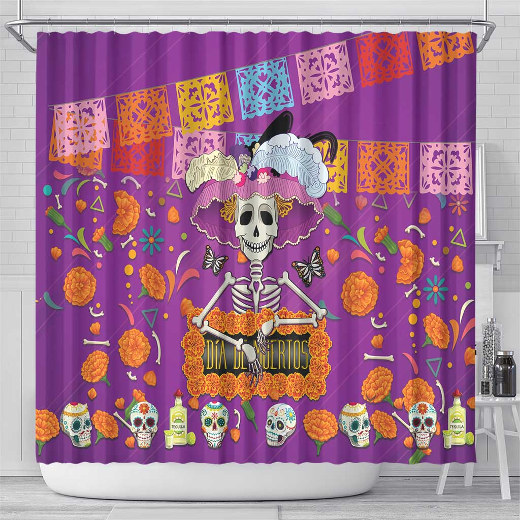 Dia De Muertos Mexico Shower Curtain La Calavera Catrina - Wonder Print Shop