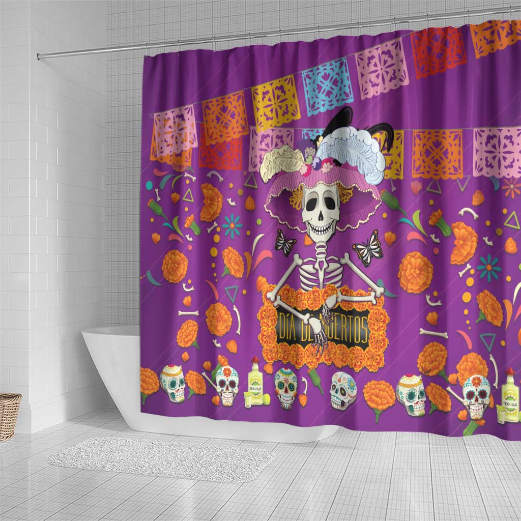 Dia De Muertos Mexico Shower Curtain La Calavera Catrina - Wonder Print Shop