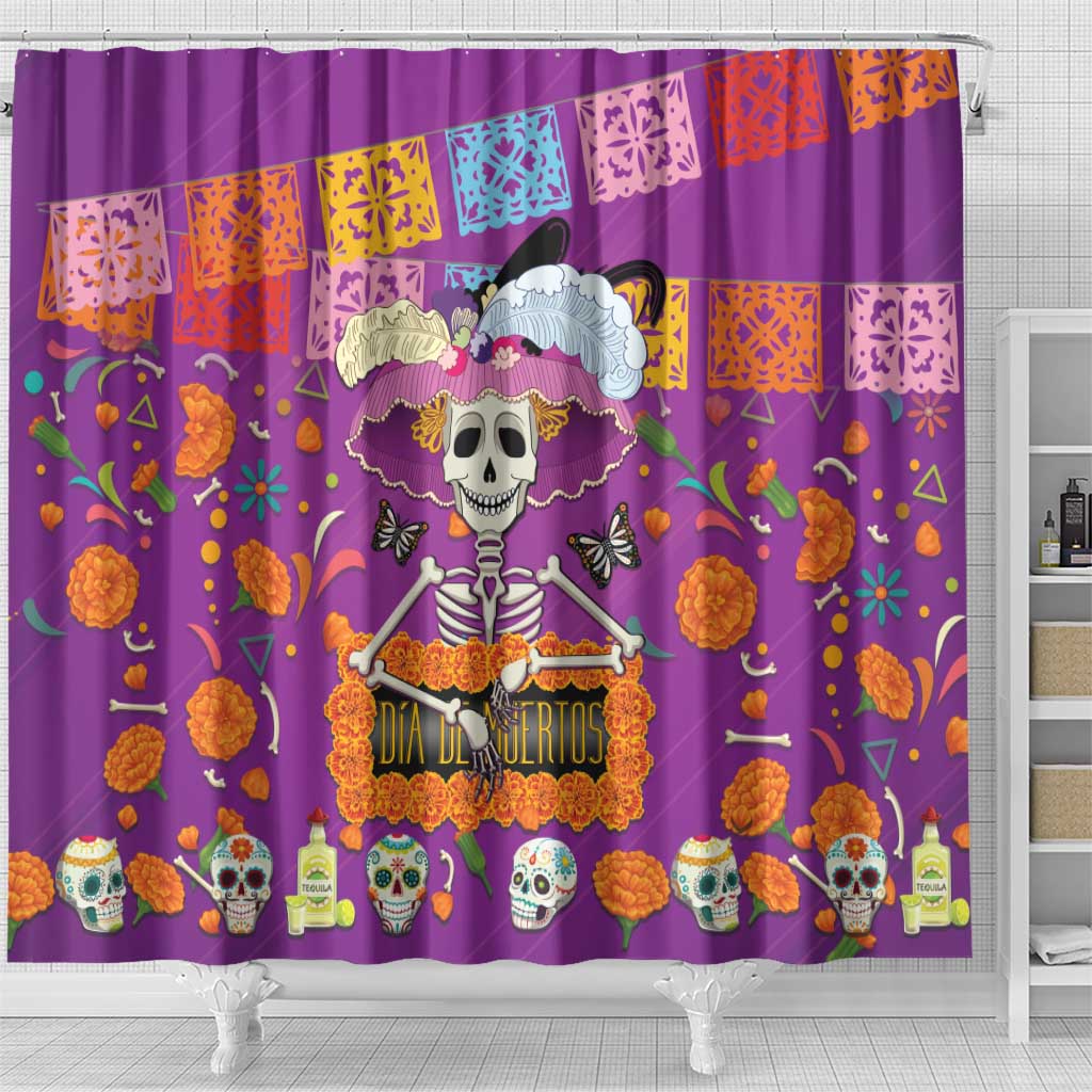 Dia De Muertos Mexico Shower Curtain La Calavera Catrina - Wonder Print Shop