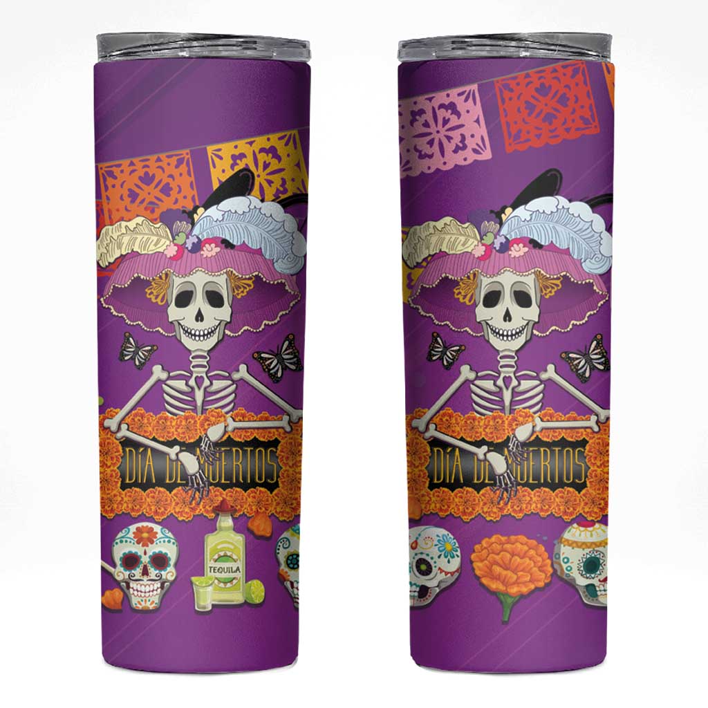 Dia De Muertos Mexico Skinny Tumbler La Calavera Catrina - Wonder Print Shop