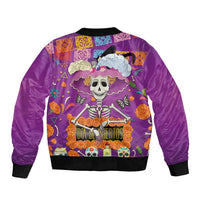 Dia De Muertos Mexico Sleeve Zip Bomber Jacket La Calavera Catrina - Wonder Print Shop