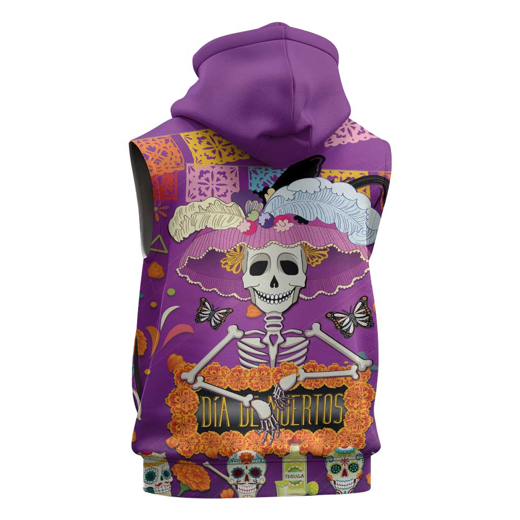 Dia De Muertos Mexico Sleeveless Hoodie La Calavera Catrina - Wonder Print Shop