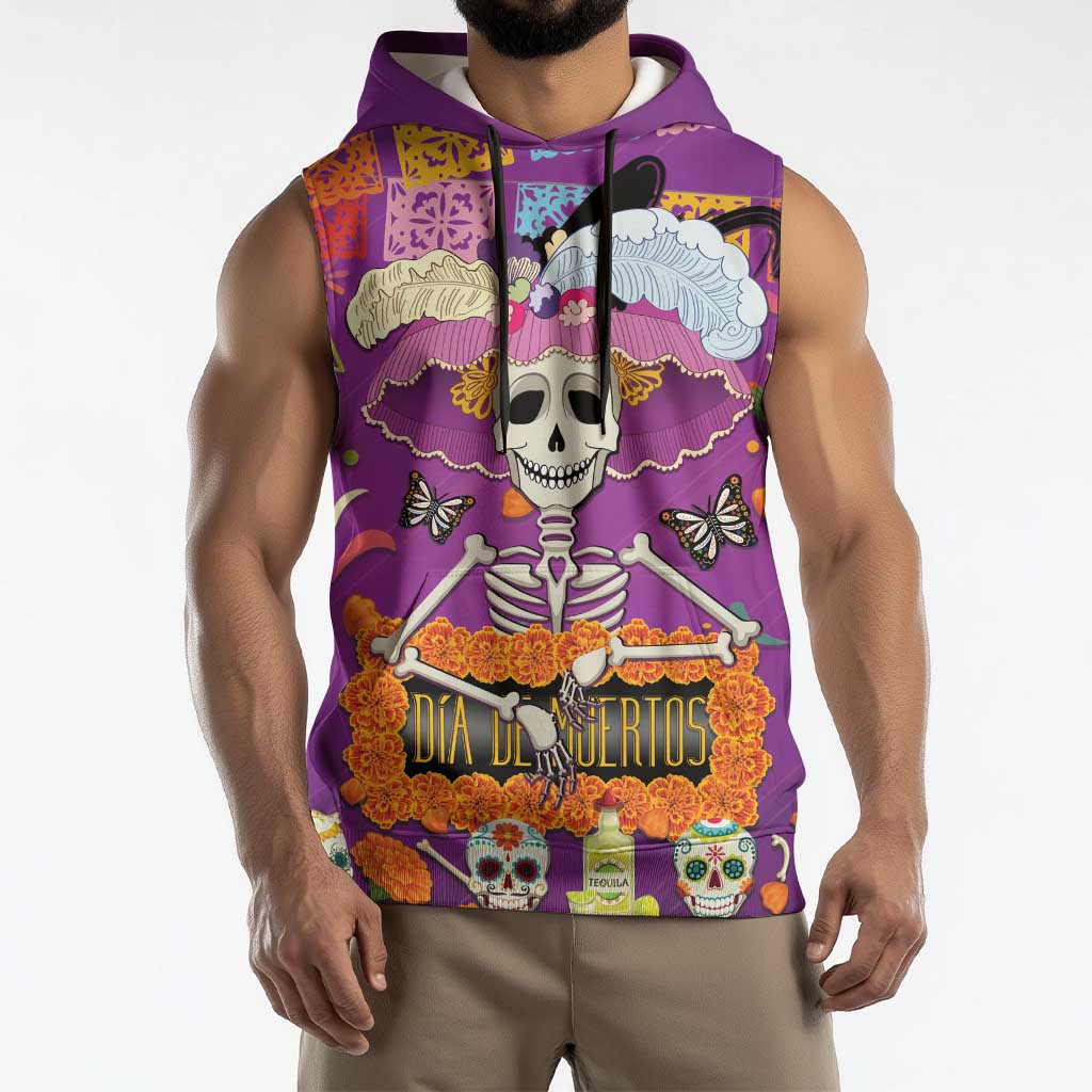Dia De Muertos Mexico Sleeveless Hoodie La Calavera Catrina - Wonder Print Shop