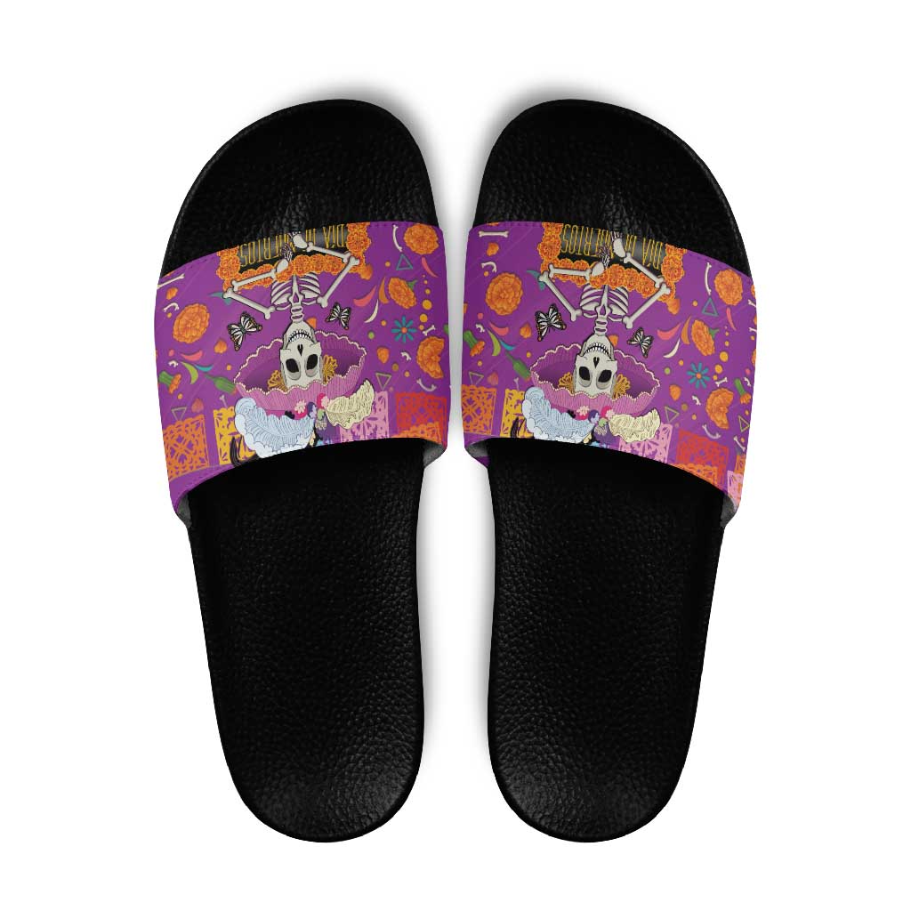 Dia De Muertos Mexico Slide Sandals La Calavera Catrina - Wonder Print Shop