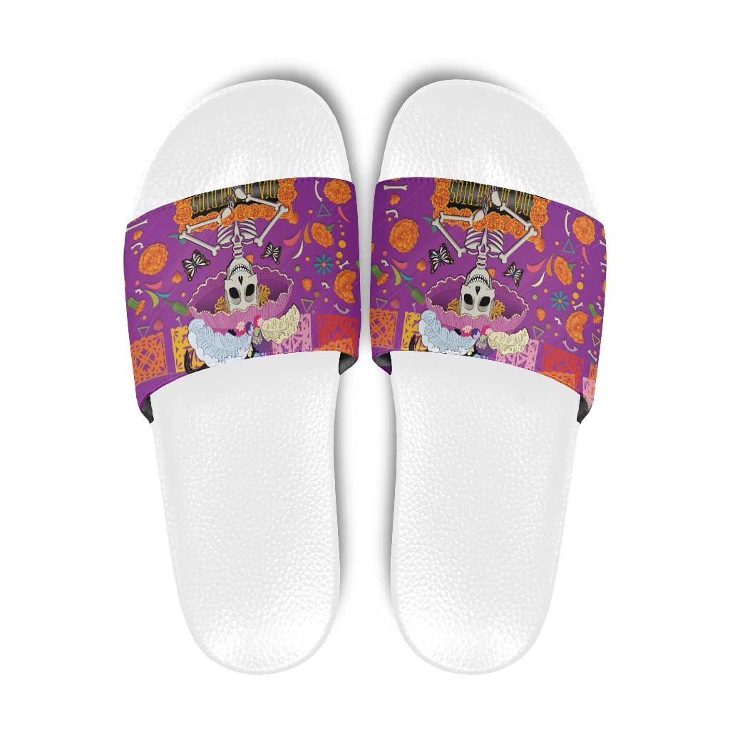 Dia De Muertos Mexico Slide Sandals La Calavera Catrina - Wonder Print Shop
