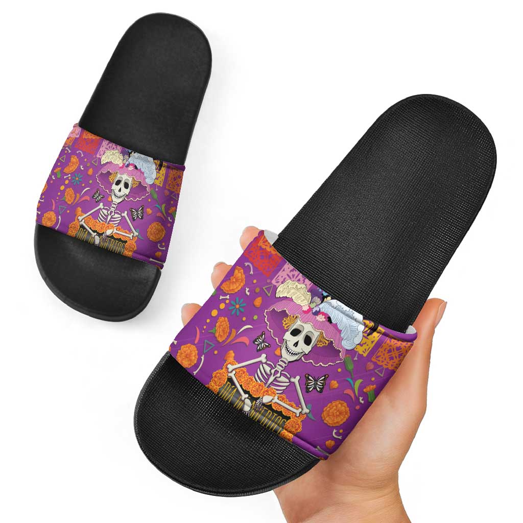 Dia De Muertos Mexico Slide Sandals La Calavera Catrina - Wonder Print Shop
