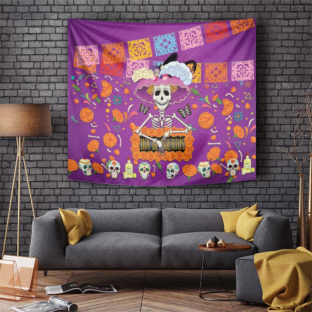 Dia De Muertos Mexico Tapestry La Calavera Catrina - Wonder Print Shop