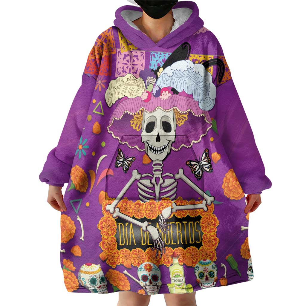 Dia De Muertos Mexico Wearable Blanket Hoodie La Calavera Catrina - Wonder Print Shop