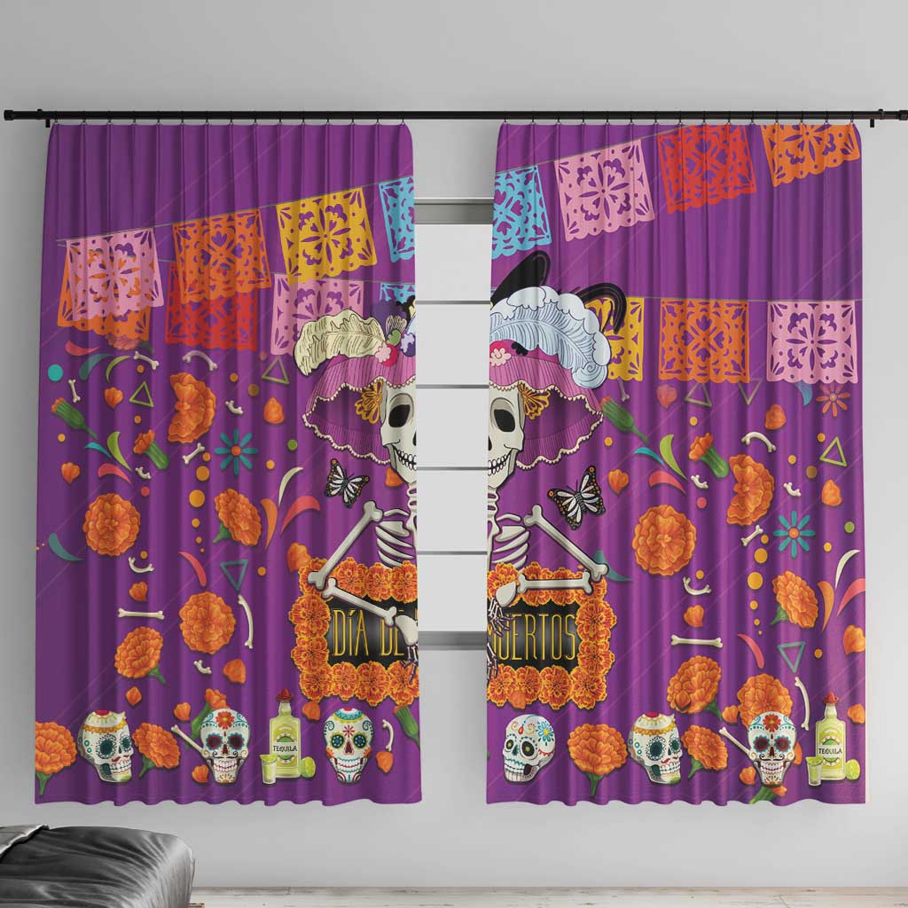 Dia De Muertos Mexico Window Curtain La Calavera Catrina - Wonder Print Shop