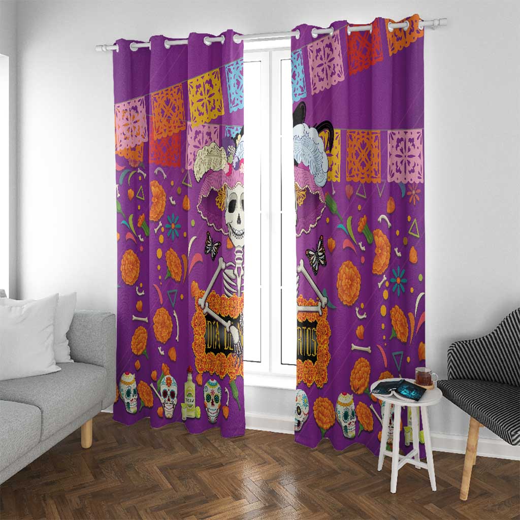 Dia De Muertos Mexico Window Curtain La Calavera Catrina - Wonder Print Shop