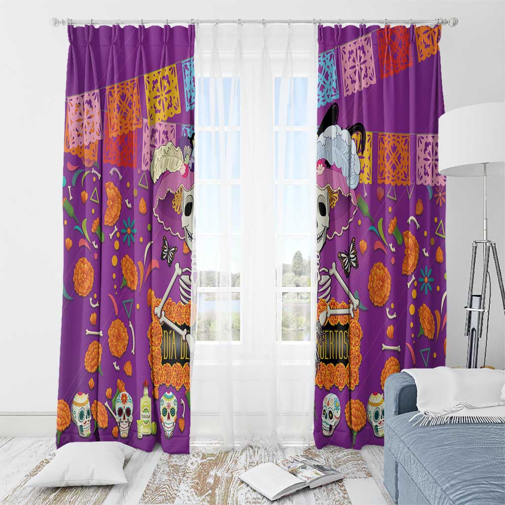 Dia De Muertos Mexico Window Curtain La Calavera Catrina - Wonder Print Shop