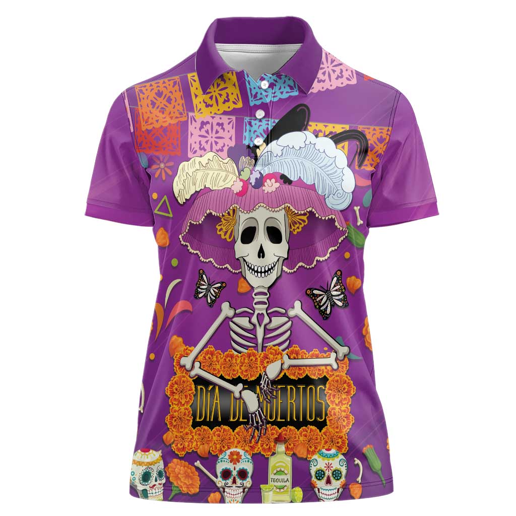 Dia De Muertos Mexico Women Polo Shirt La Calavera Catrina - Wonder Print Shop