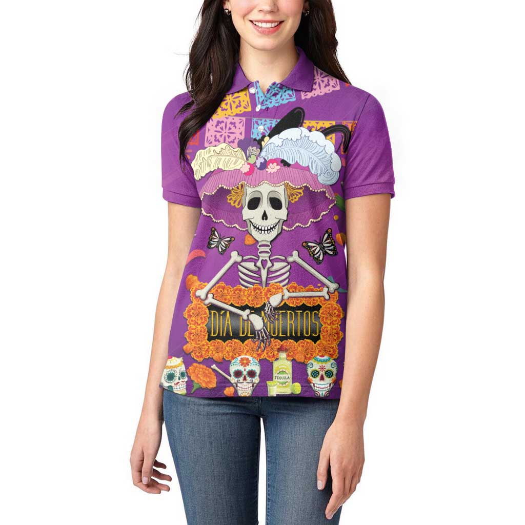 Dia De Muertos Mexico Women Polo Shirt La Calavera Catrina - Wonder Print Shop