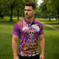 Dia De Muertos Mexico Zipper Polo Shirt La Calavera Catrina - Wonder Print Shop