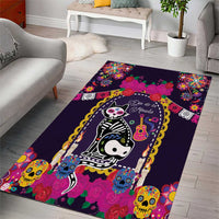 Mexico Day Of The Dead Area Rug Cat Skeleton Dia De Los Meowtos - Wonder Print Shop