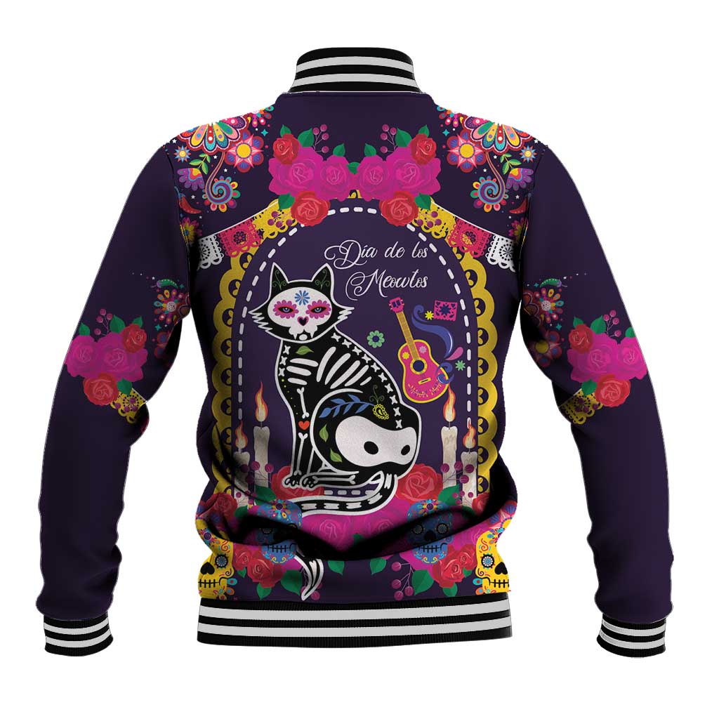 Mexico Day Of The Dead Baseball Jacket Cat Skeleton Dia De Los Meowtos - Wonder Print Shop