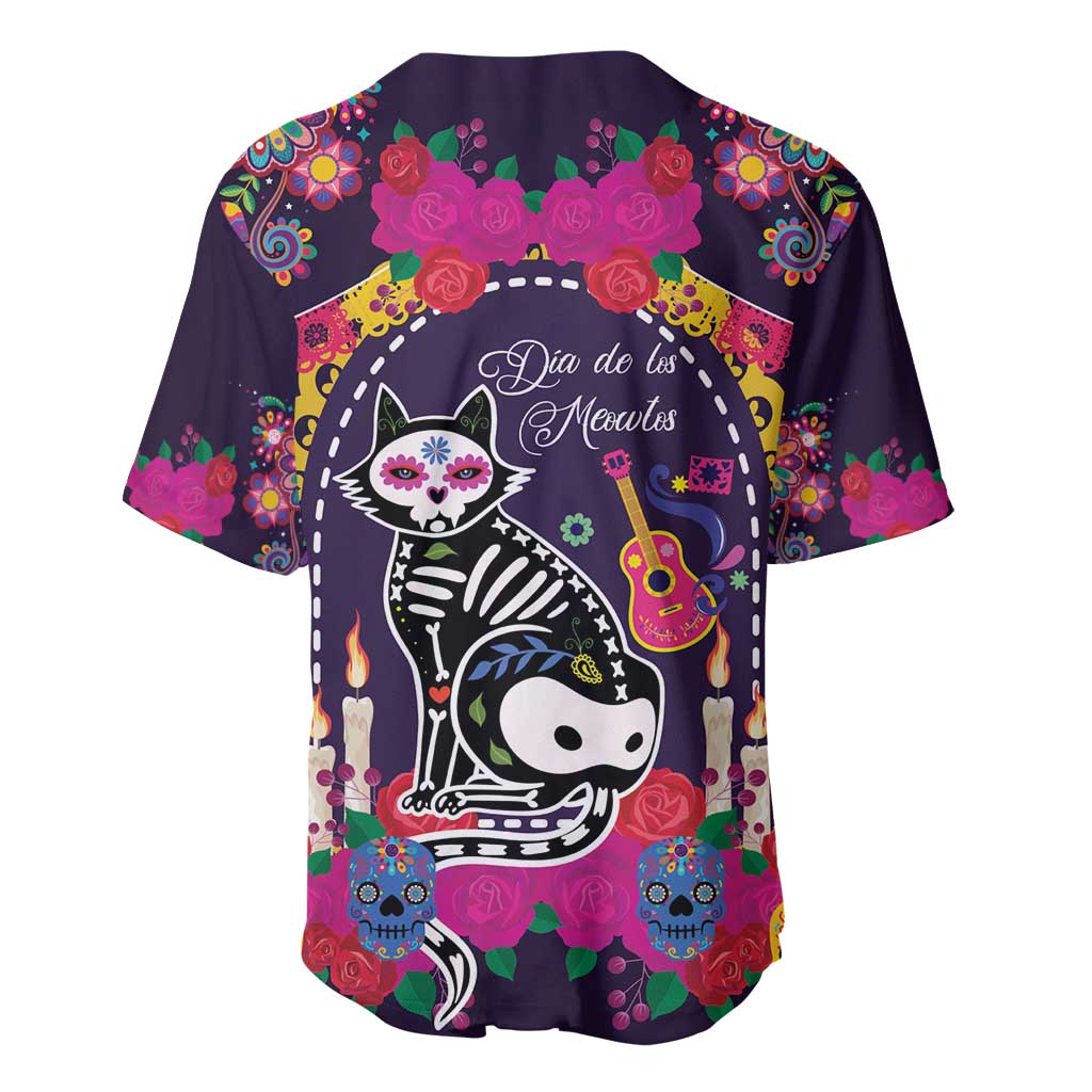 Mexico Day Of The Dead Baseball Jersey Cat Skeleton Dia De Los Meowtos - Wonder Print Shop