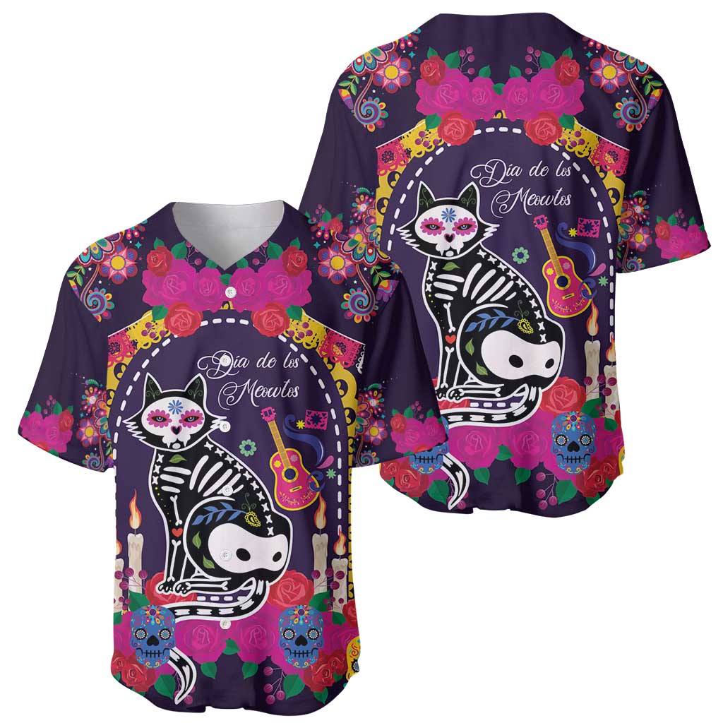 Mexico Day Of The Dead Baseball Jersey Cat Skeleton Dia De Los Meowtos - Wonder Print Shop