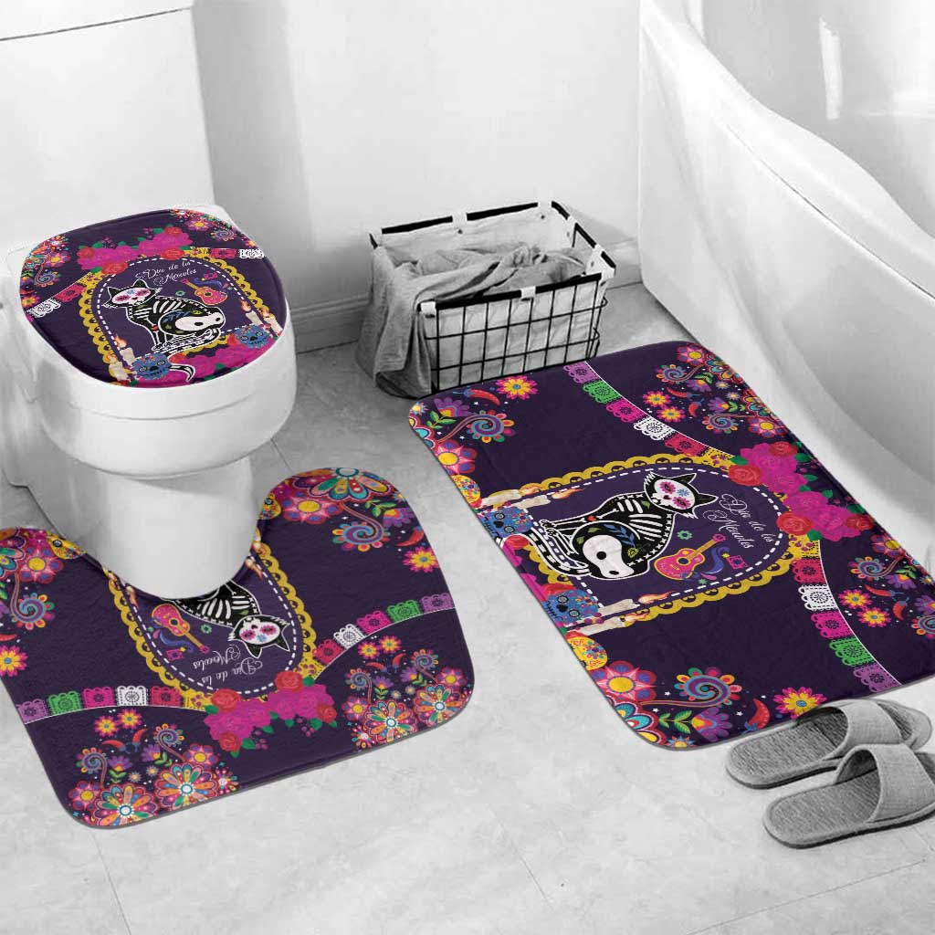 Mexico Day Of The Dead Bathroom Set Cat Skeleton Dia De Los Meowtos - Wonder Print Shop