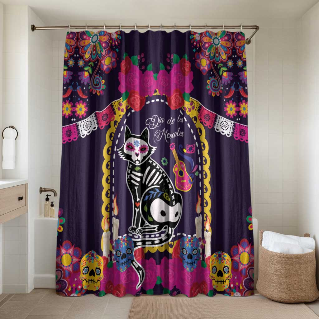 Mexico Day Of The Dead Bathroom Set Cat Skeleton Dia De Los Meowtos - Wonder Print Shop