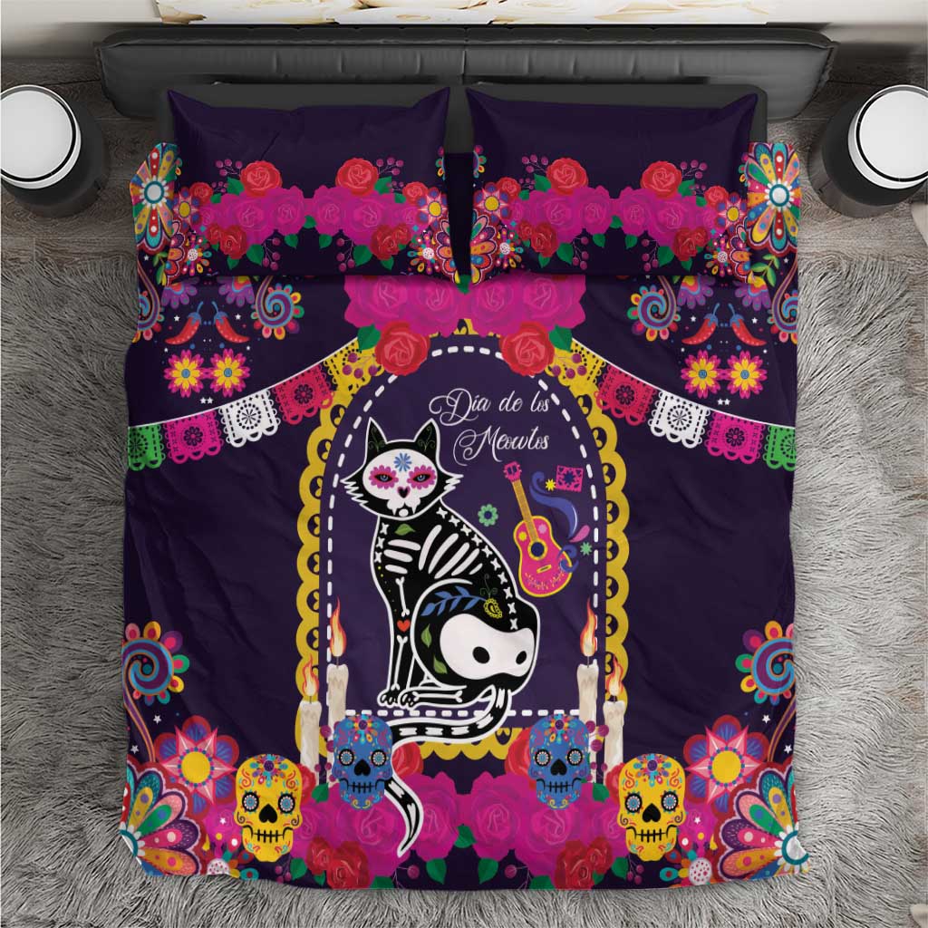 Mexico Day Of The Dead Bedding Set Cat Skeleton Dia De Los Meowtos - Wonder Print Shop