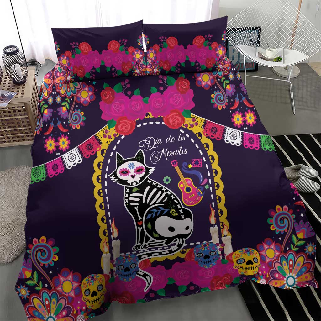 Mexico Day Of The Dead Bedding Set Cat Skeleton Dia De Los Meowtos - Wonder Print Shop