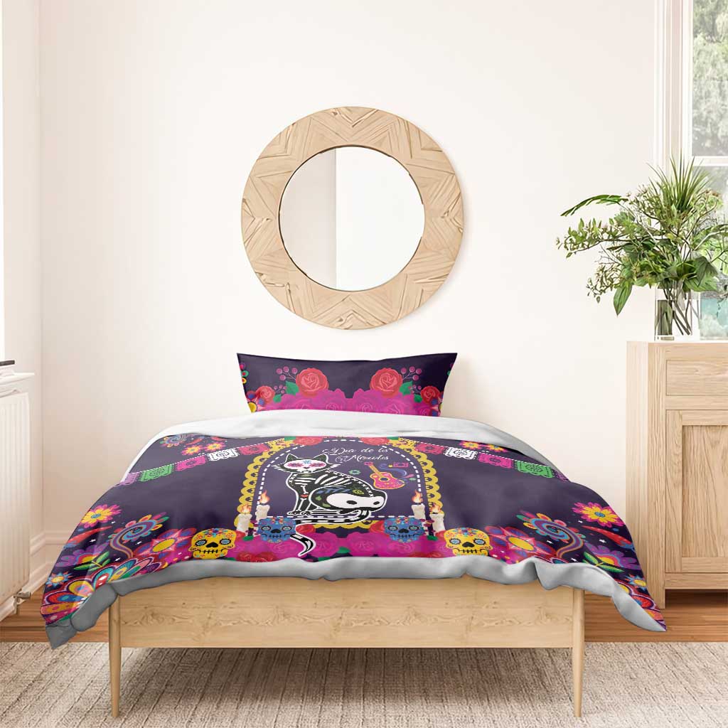 Mexico Day Of The Dead Bedding Set Cat Skeleton Dia De Los Meowtos - Wonder Print Shop