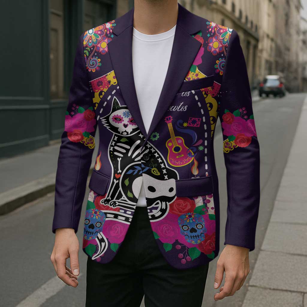 Mexico Day Of The Dead Blazer Cat Skeleton Dia De Los Meowtos - Wonder Print Shop