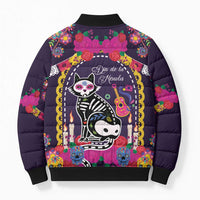 Mexico Day Of The Dead Bomber Puffer Jacket Cat Skeleton Dia De Los Meowtos - Wonder Print Shop