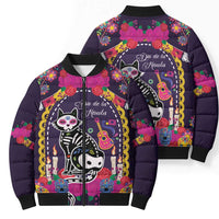 Mexico Day Of The Dead Bomber Puffer Jacket Cat Skeleton Dia De Los Meowtos - Wonder Print Shop
