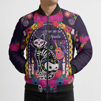 Mexico Day Of The Dead Bomber Puffer Jacket Cat Skeleton Dia De Los Meowtos - Wonder Print Shop