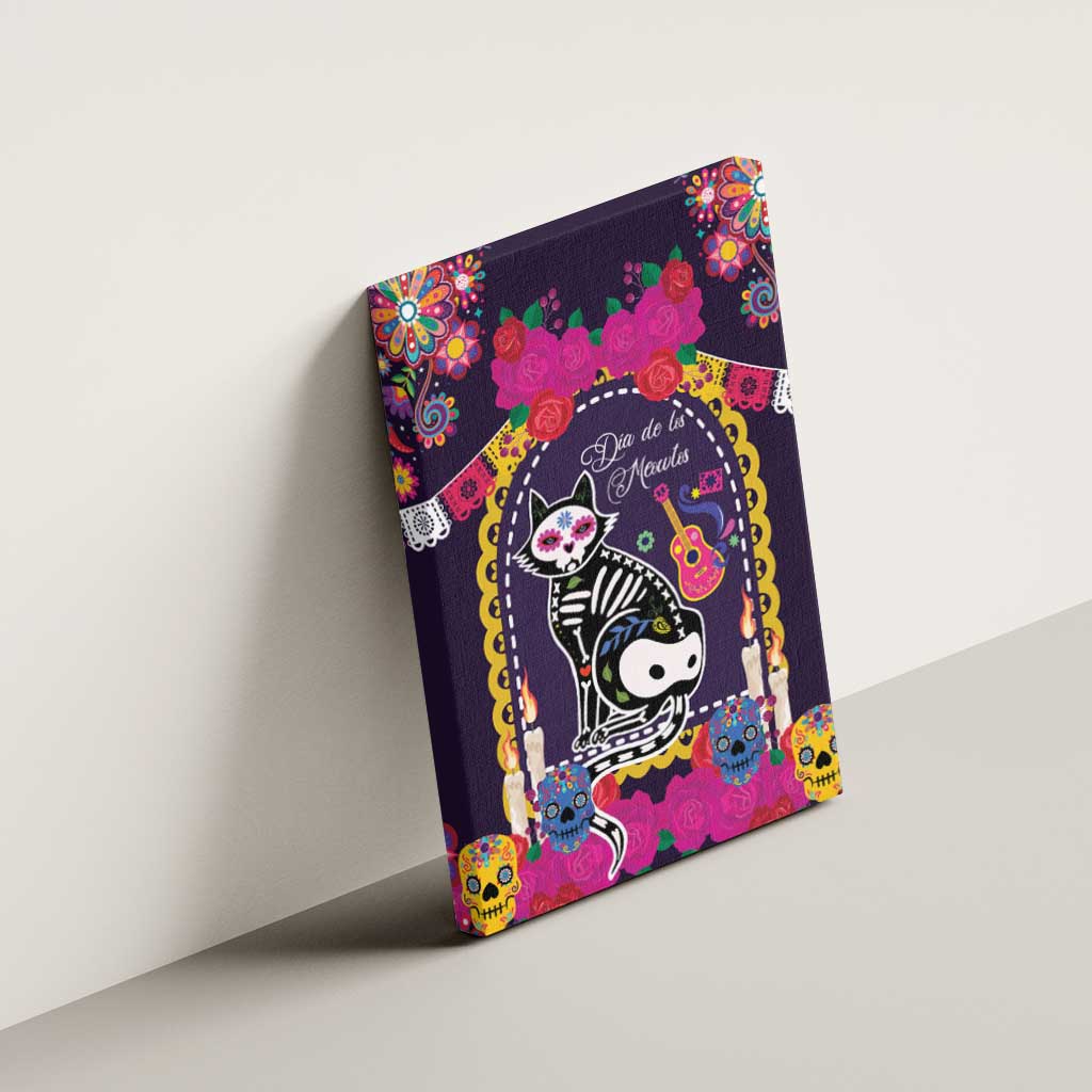 Mexico Day Of The Dead Canvas Wall Art Cat Skeleton Dia De Los Meowtos - Wonder Print Shop
