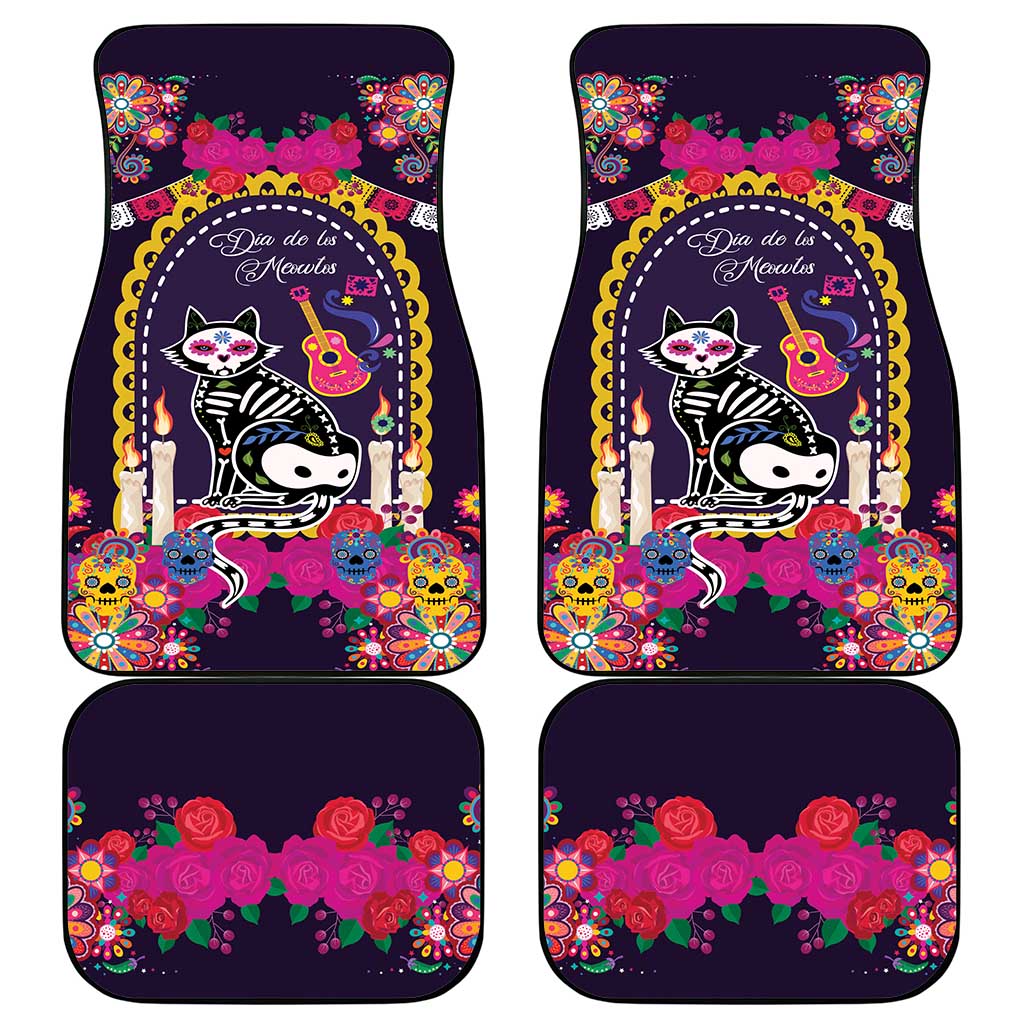 Mexico Day Of The Dead Car Mats Cat Skeleton Dia De Los Meowtos - Wonder Print Shop