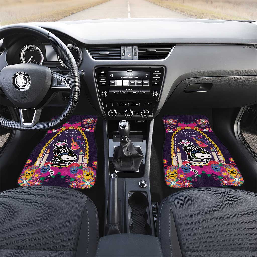 Mexico Day Of The Dead Car Mats Cat Skeleton Dia De Los Meowtos - Wonder Print Shop