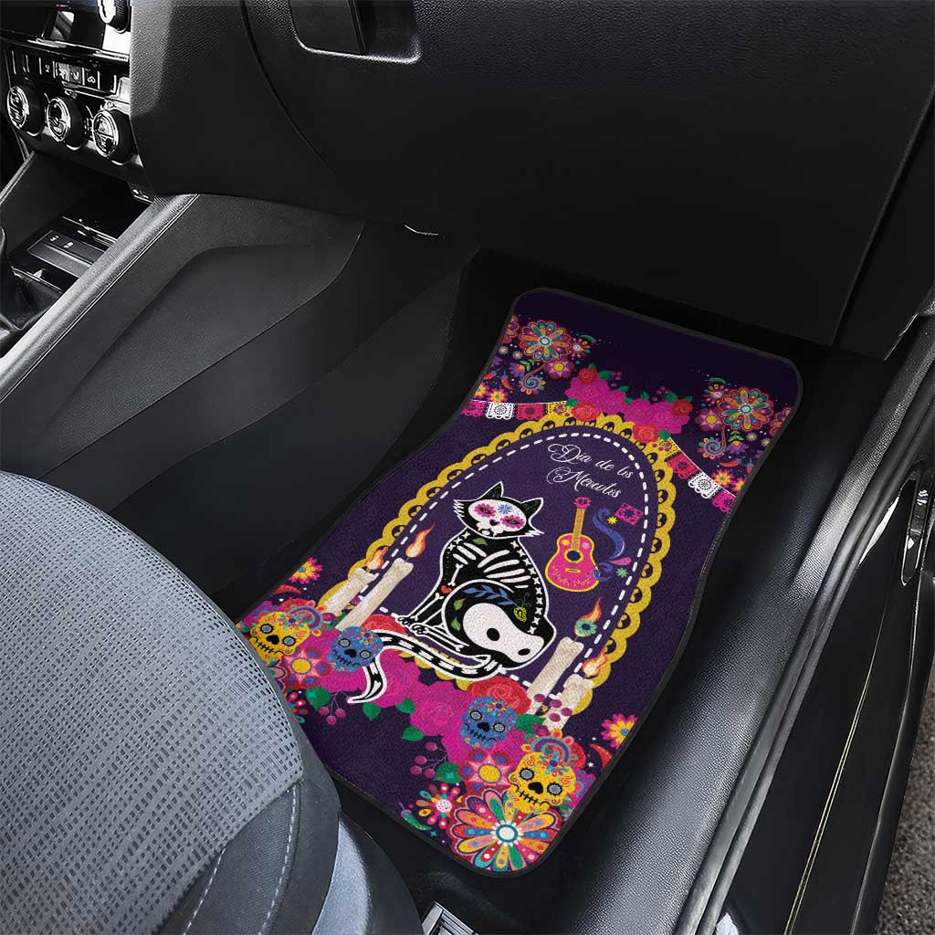 Mexico Day Of The Dead Car Mats Cat Skeleton Dia De Los Meowtos - Wonder Print Shop