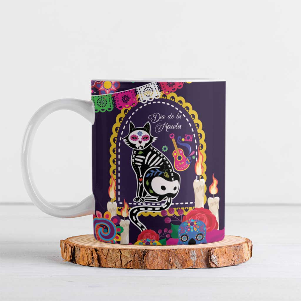 Mexico Day Of The Dead Ceramic Mug Cat Skeleton Dia De Los Meowtos - Wonder Print Shop