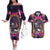 Mexico Day Of The Dead Couples Matching Off The Shoulder Long Sleeve Dress and Hawaiian Shirt Cat Skeleton Dia De Los Meowtos - Wonder Print Shop