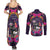 Mexico Day Of The Dead Couples Matching Summer Maxi Dress and Long Sleeve Button Shirt Cat Skeleton Dia De Los Meowtos - Wonder Print Shop