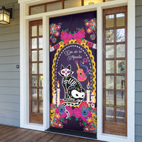 Mexico Day Of The Dead Door Cover Cat Skeleton Dia De Los Meowtos - Wonder Print Shop