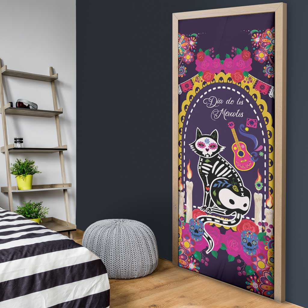 Mexico Day Of The Dead Door Cover Cat Skeleton Dia De Los Meowtos - Wonder Print Shop