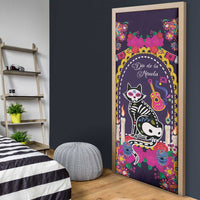 Mexico Day Of The Dead Door Cover Cat Skeleton Dia De Los Meowtos - Wonder Print Shop